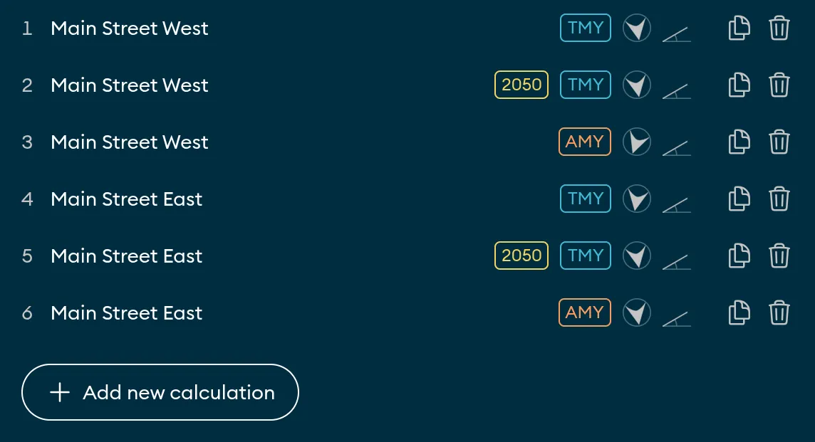 calculation list screenshot