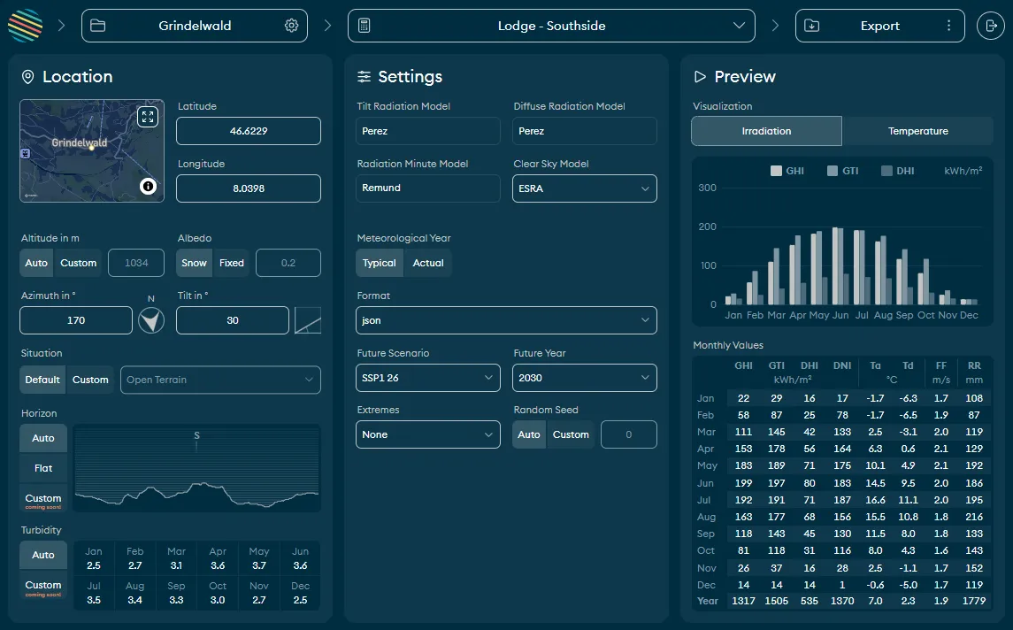 Screenshot of Meteonorm App
